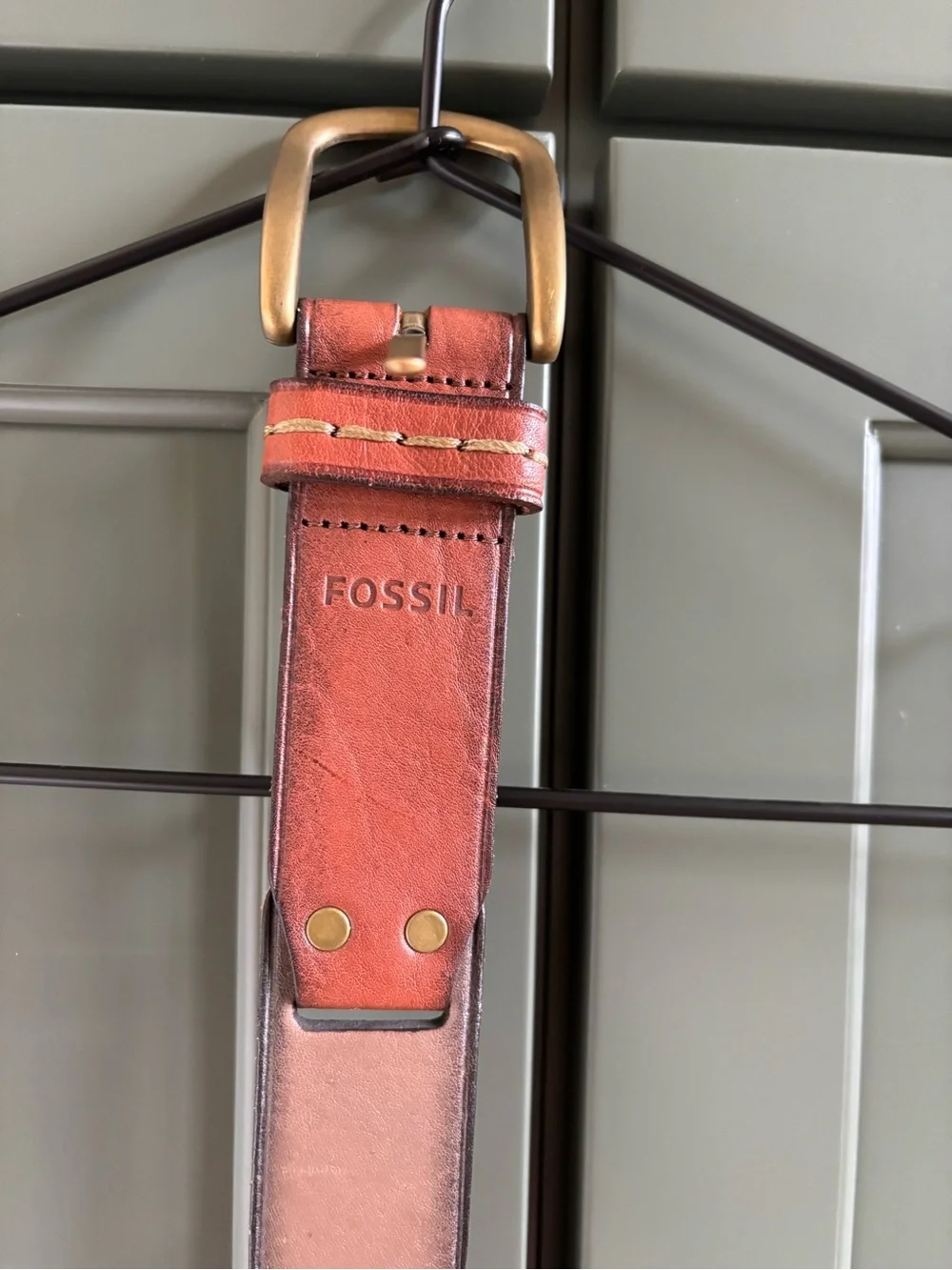 Fossil Patchwork Genuine Leather Belt Multicolored Brass Buckle Unique Cowboy M